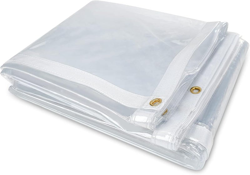 Likeem 7 x 9FT Outdoor Clear Tarp Curtain Waterproof Wind-Proof 24 Mil Transparent Vinyl Tarp for Patio Pergola Garden Canopy Rainproof Anti-Tear PVC Thick Cover with Grommets - Image 1